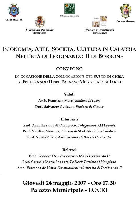 LOCRI, GIOVEDI&rsquo; 24 MAGGIO 2007