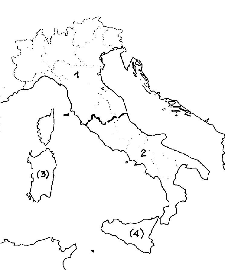 1) Settentrione; 2) Meridione; [3) Sardegna; 4) Sicilia]